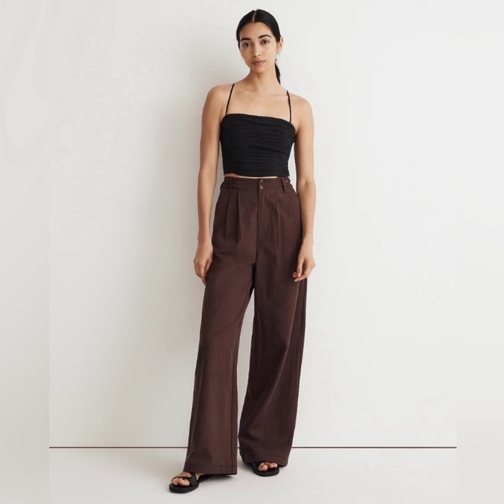 Madewell Brown High-Rise Wide-Leg Trousers